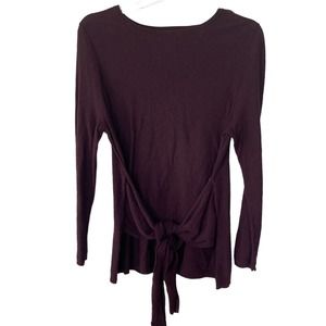 J. Jill Pure Jill Size L tie front burgundy Pullover ribbed sweater
